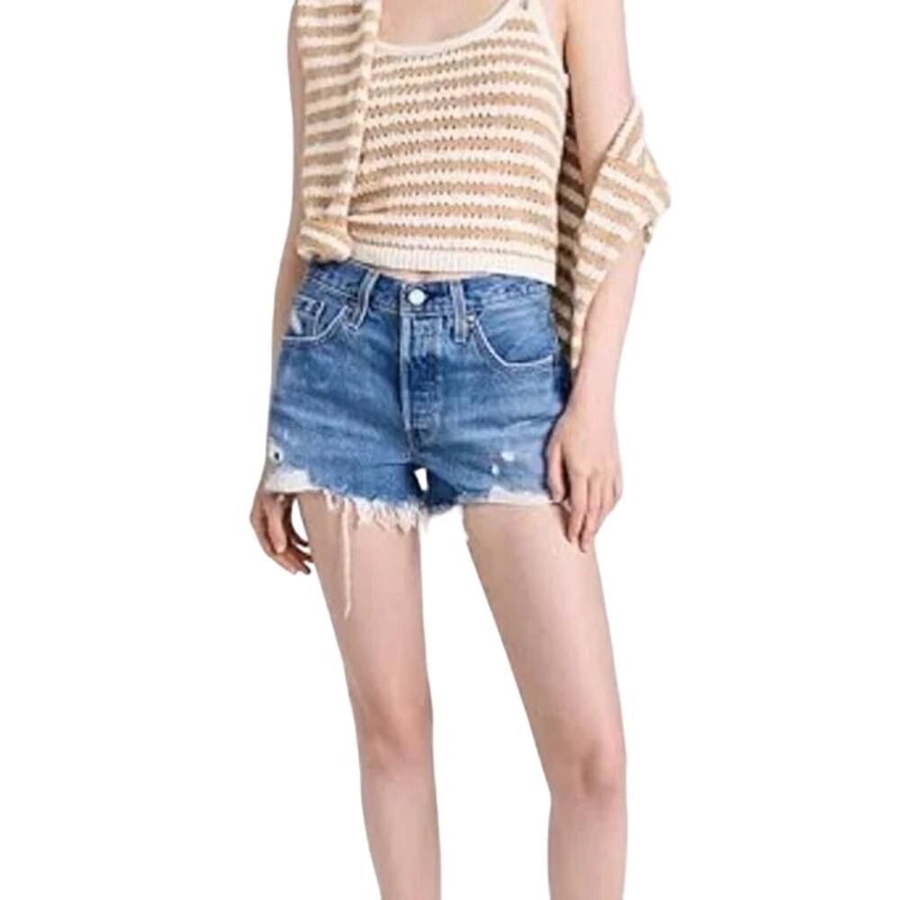 Levi's Women's 501 Original Shorts Cutoff | Athens Mid Short Medium Wash SZ 16
